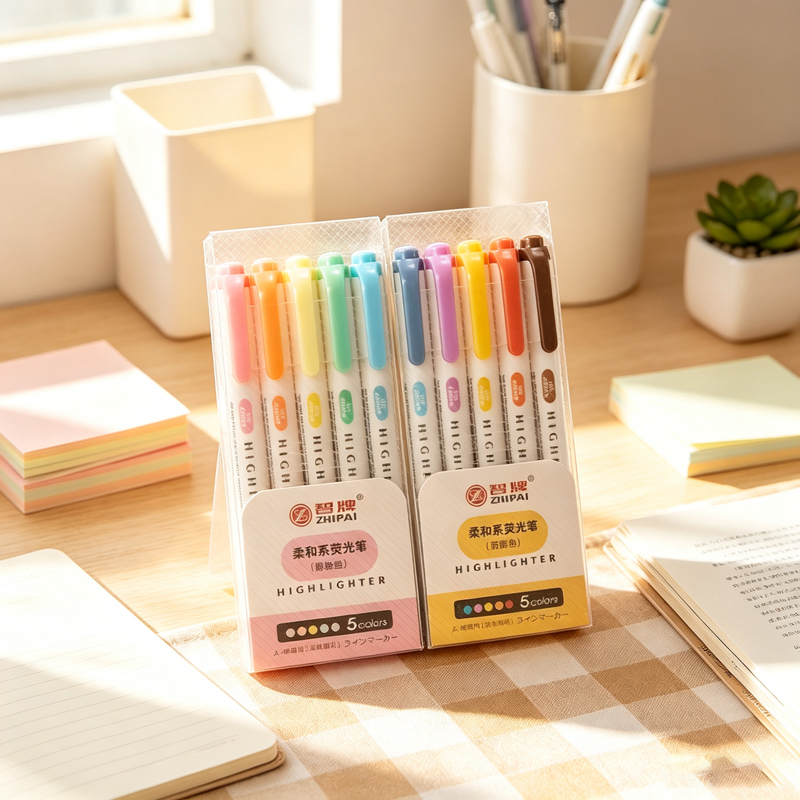 Highlighter Set Pastel - Evidenziatori a Doppia Punta in 5