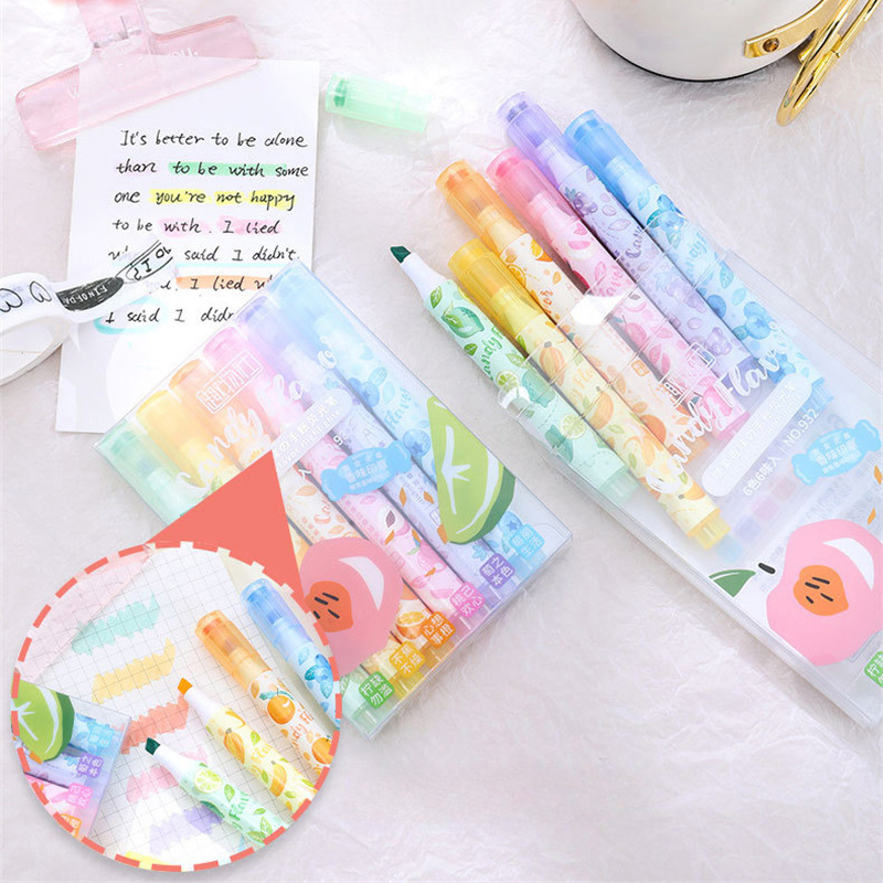 Highlighter Set Pastel - Evidenziatore profumato alla frutta creativa Penne