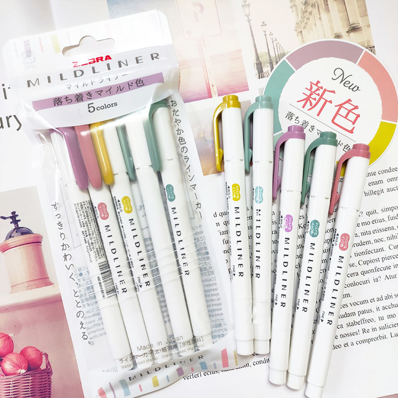Highlighter Set Pastel - NUOVI evidenziatori zebrati zebra mildliner, penna