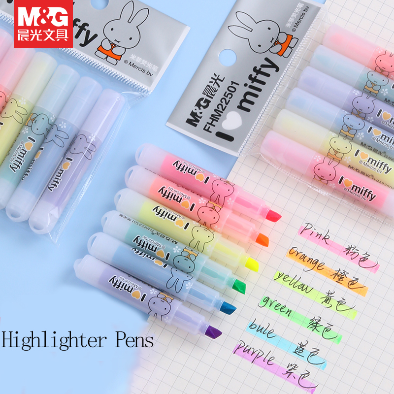 Highlighter Set Pastel - Evidenziatore M&G con Punta Angolata, Design