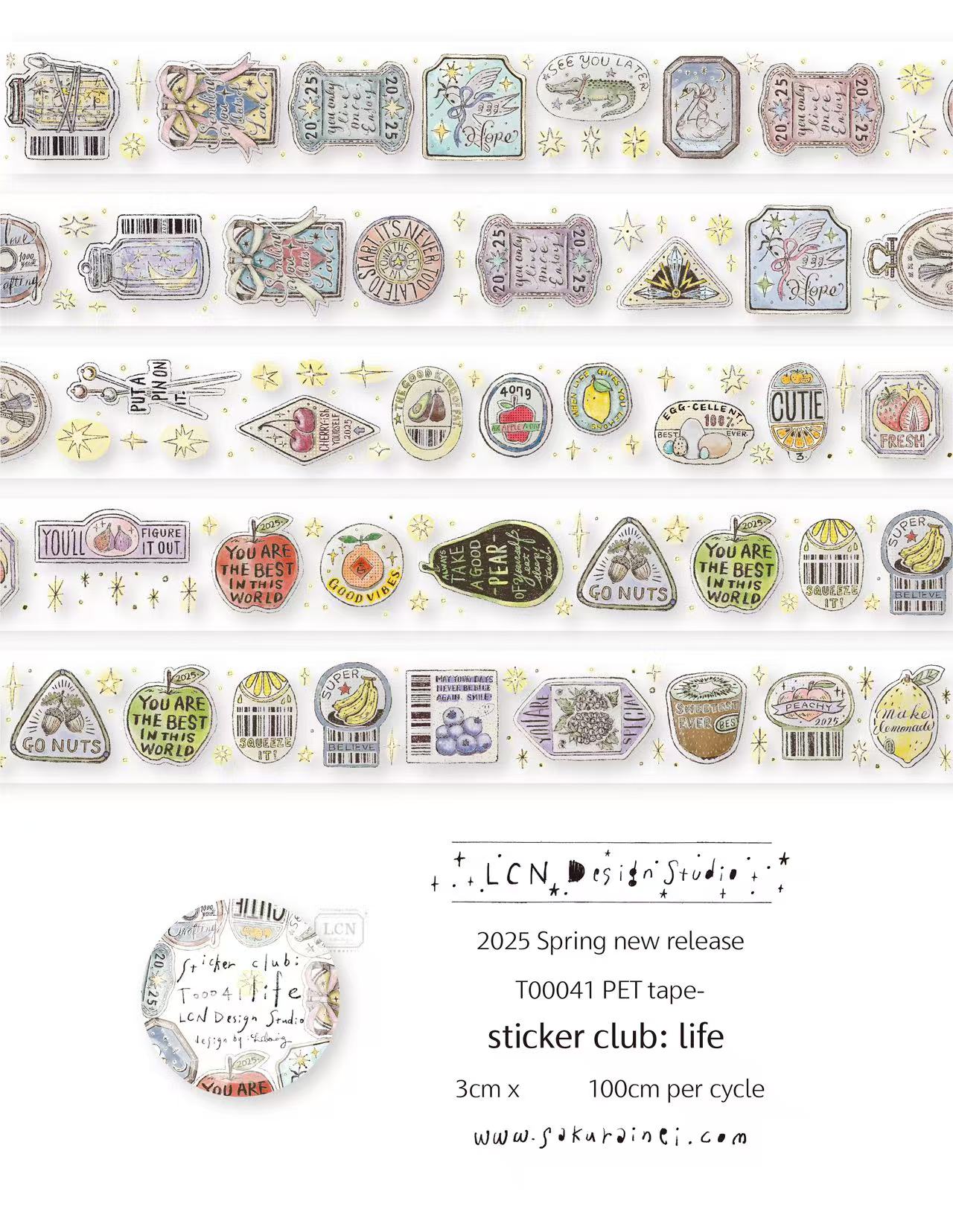 Washi Tape Set - 1 anello LCN adesivo vintage Club